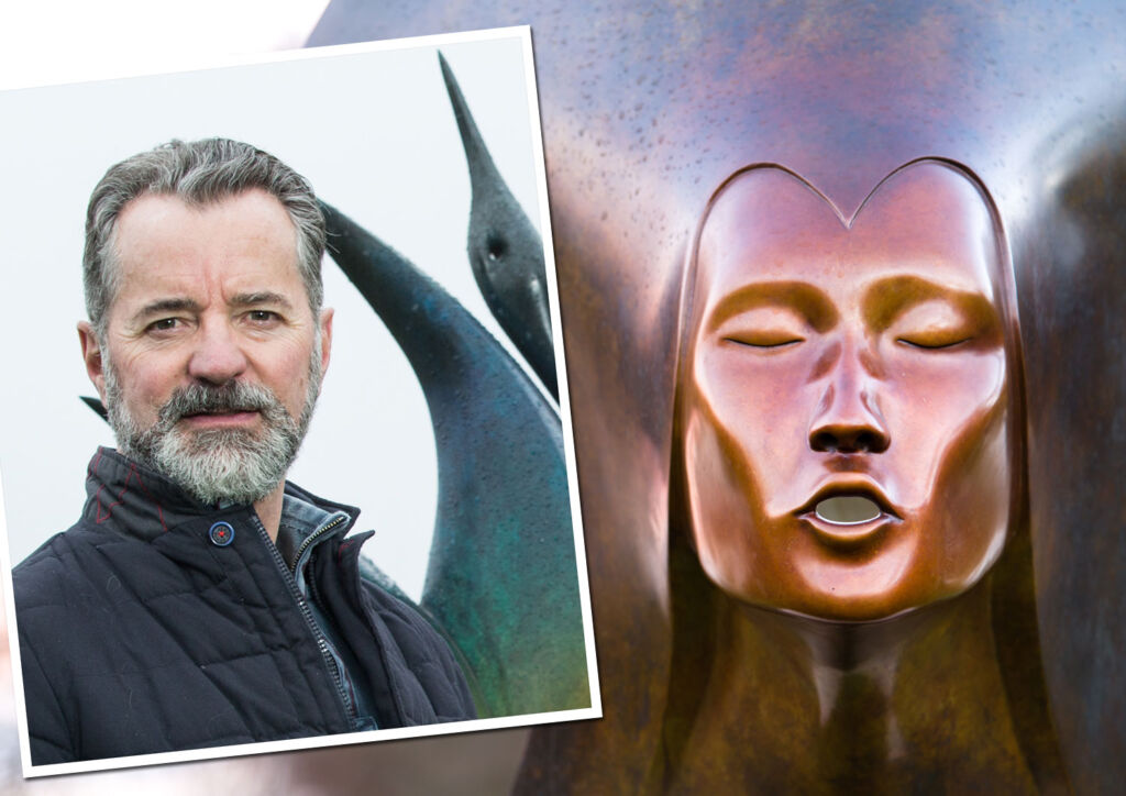 Sculptor Simon Gudgeon with Whispering Spirit