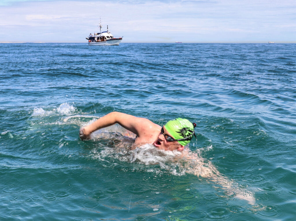 A man swimming the English Channel