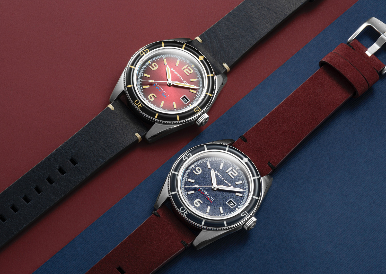 Spinnaker Watches Fleuss Collection Introduces Oxblood Red And Prussian ...