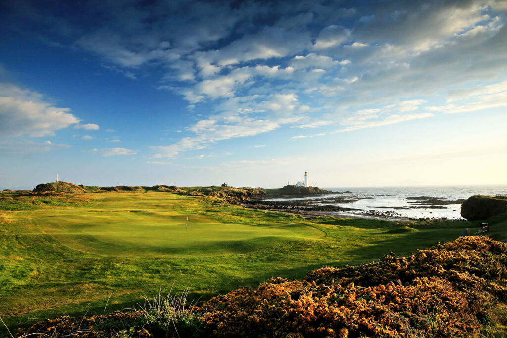 A view over one of the world famous golf holes at Trump Tunberry