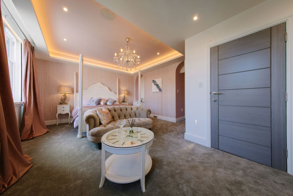 Inside the Parisian themed bedroom suite