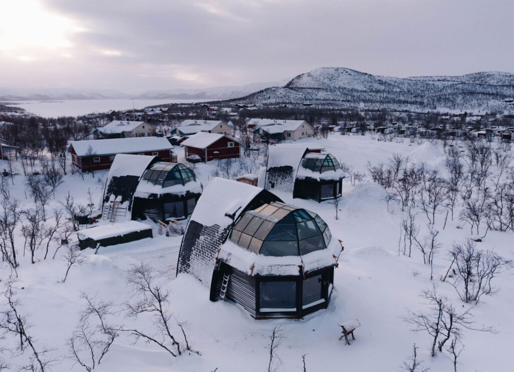 The location in the snow where the igloos are situated