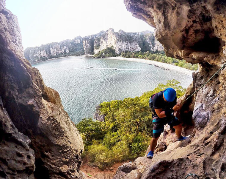 Rock climbing in Phang Nga Bay