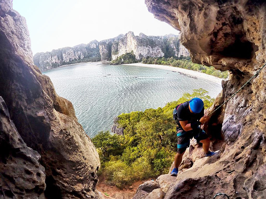 Rock climbing in Phang Nga Bay