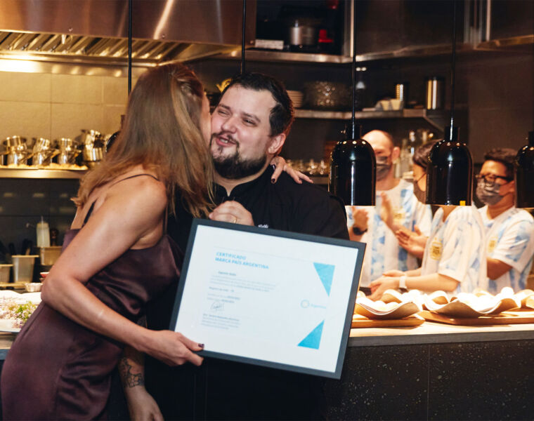 The chef being presented with the award