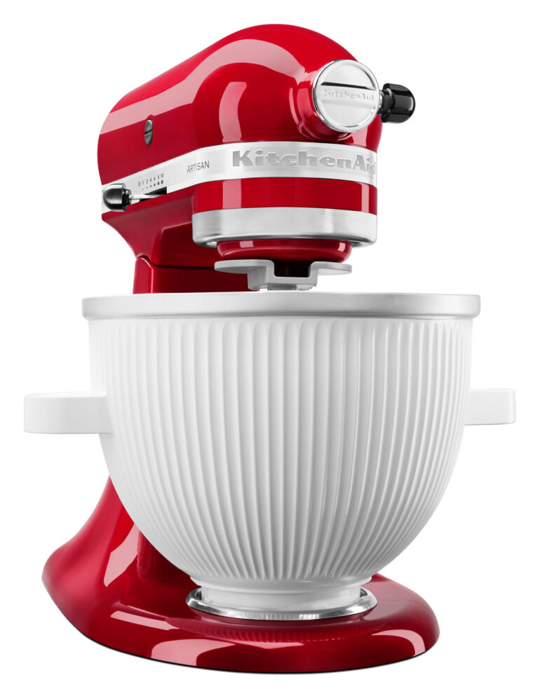 The New KitchenAid Ice Cream Maker Attachment Makes Summertime Delicious   KitchenAid Ice Cream Maker Attachment With A Candy Apple Mixer 1 770x993 