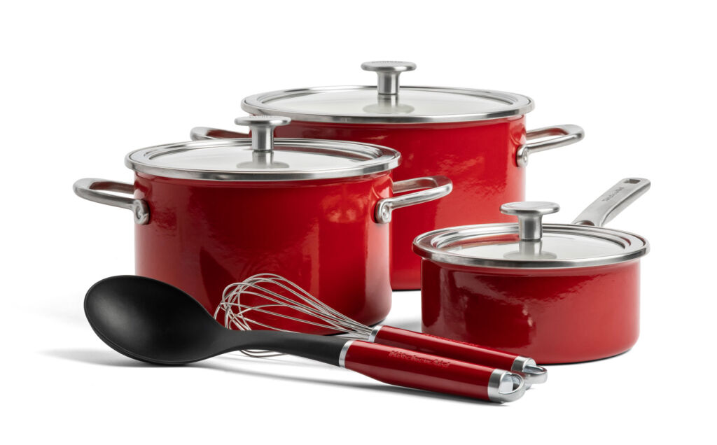 Best Buy: KitchenAid 5-Piece Aluminum Nonstick Cookware Set Empire Red  KCAS05BER