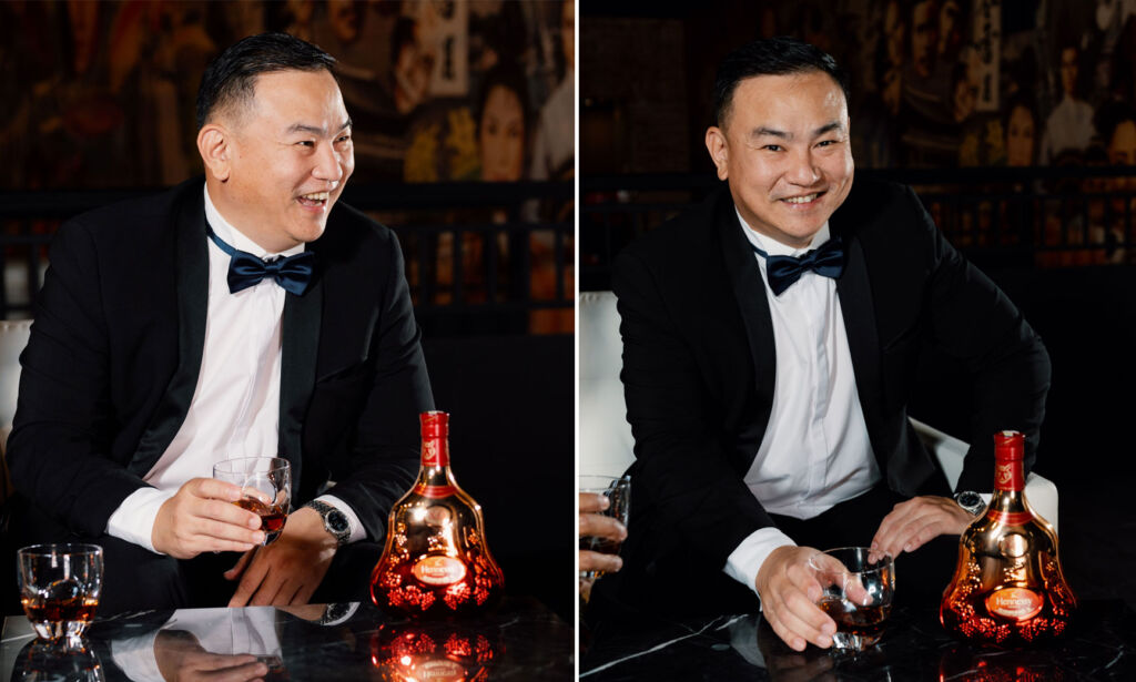 Two photos showing a happy Andy Yek Hock Siang