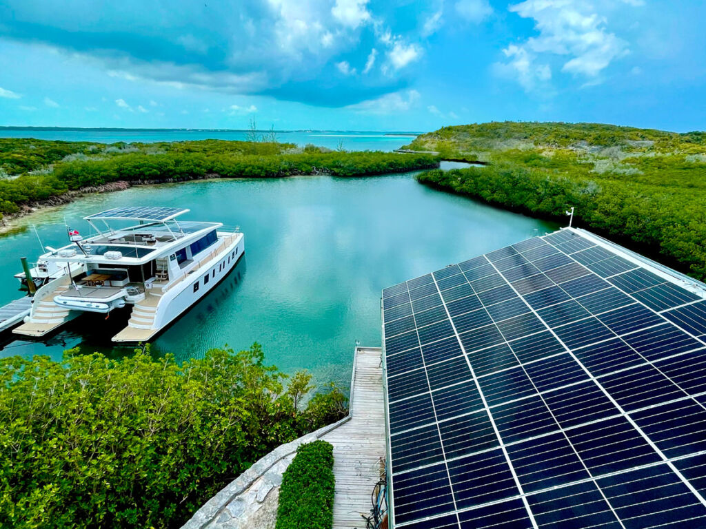 A photograph of the Marina in the Bahamas