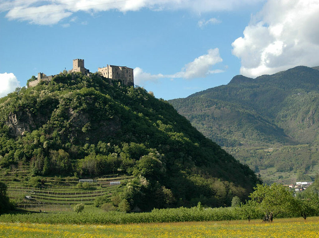 A photograph showing the incredible position of Castel Pergine, which is sat on top of a hill