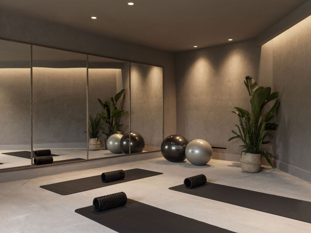 The indoor yoga area at the gym