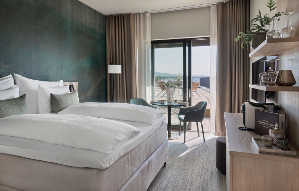 A look inside one of the bedroom suites with its terrace overlooking the harbour