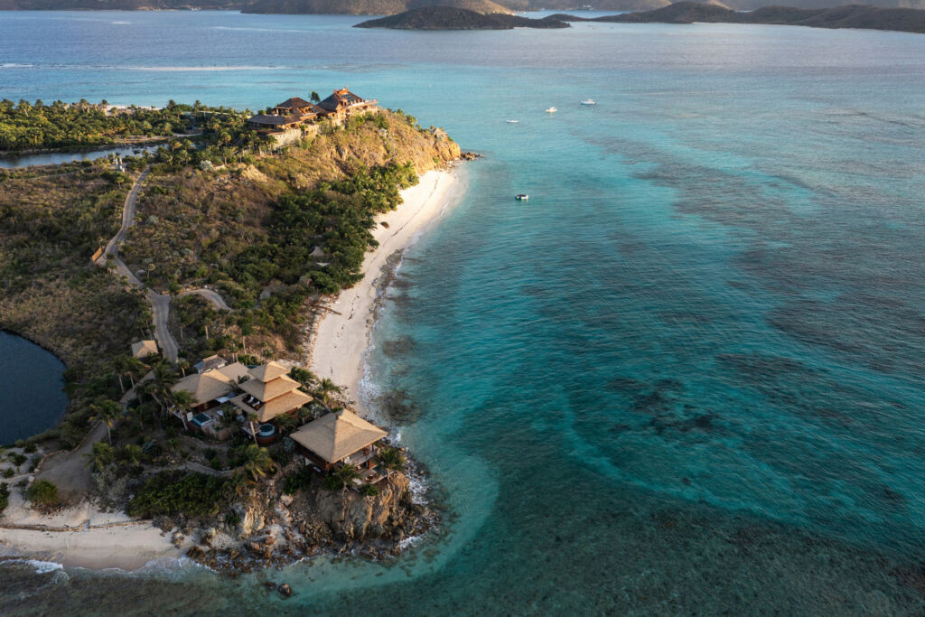 An aerial view of some of the properties on the private island