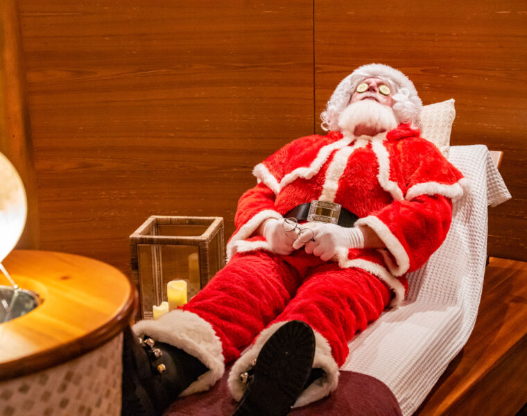 Santa, waiting for his neck and back massage