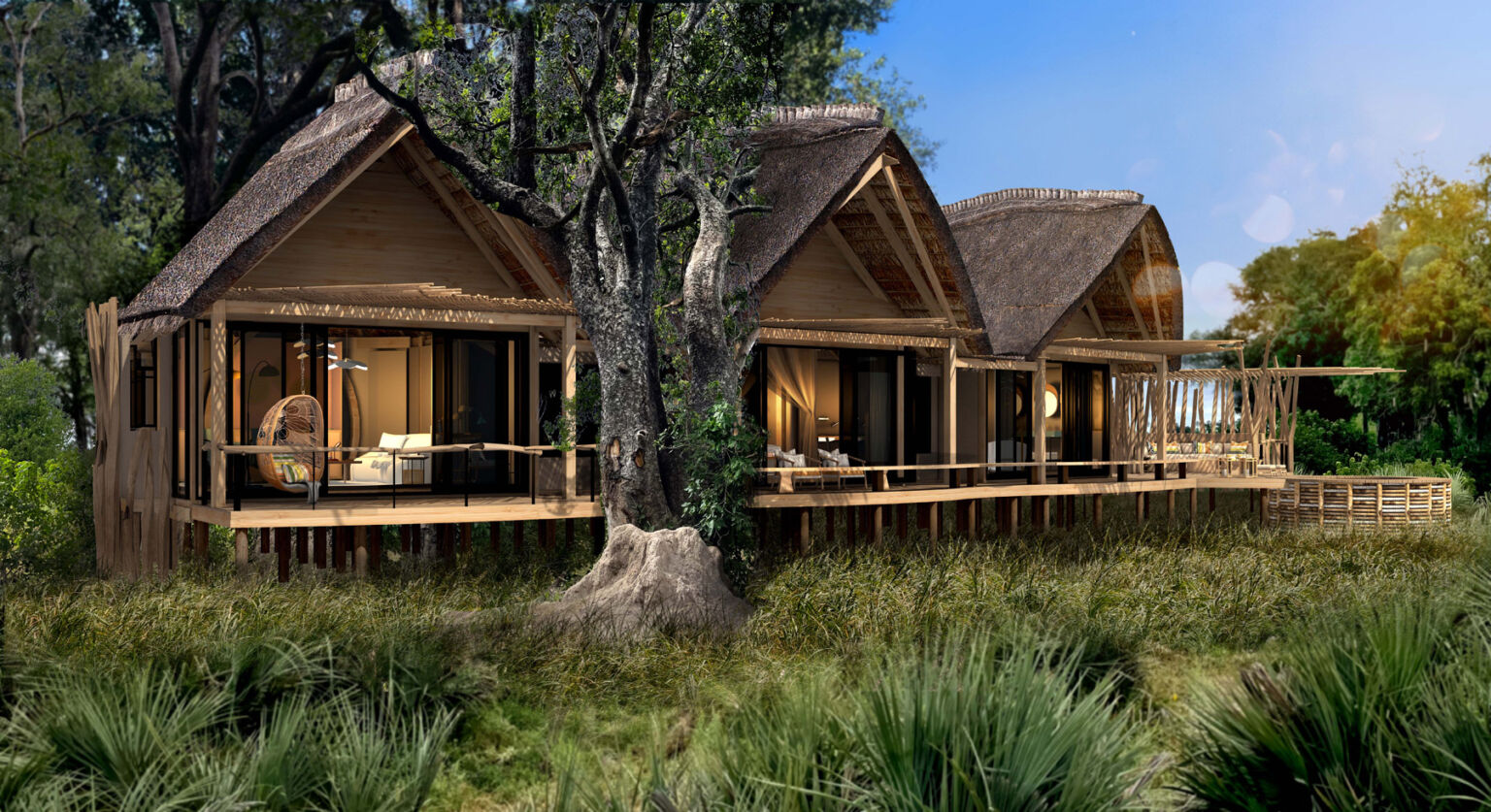 A Guide To The New Camps And Lodges Opening Across Africa In 2024   Bots MoremiGameReserve Tawana GuestRoomExterior2 Render 1536x837 