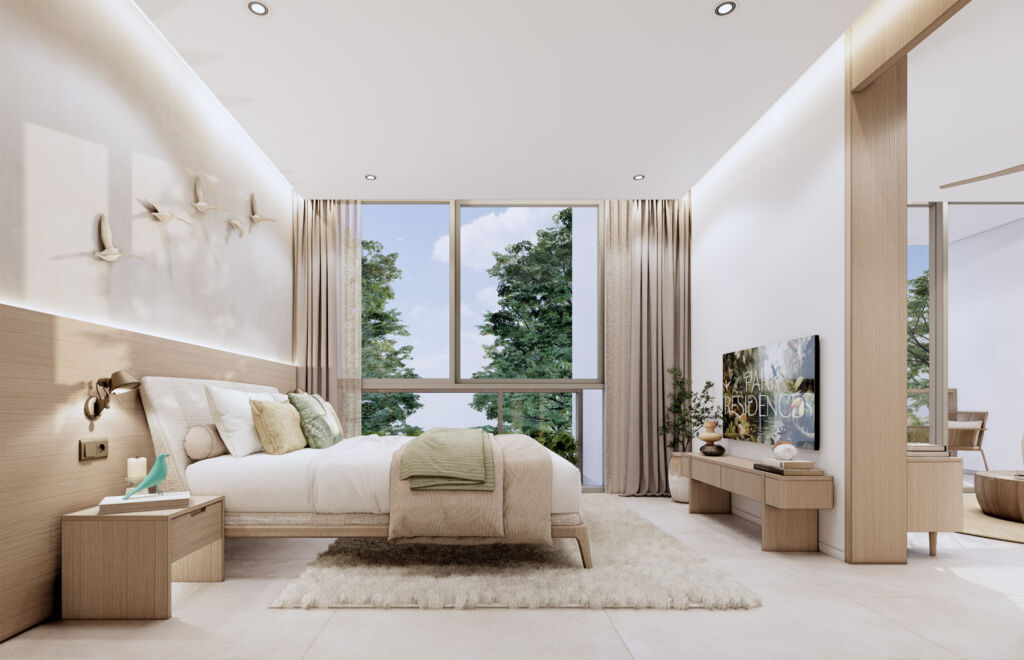 A rendering of one of the luxury bedroom suites