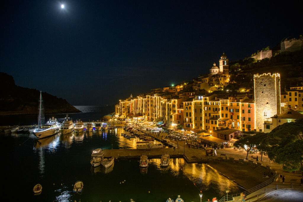 A photograph of the harbour at night