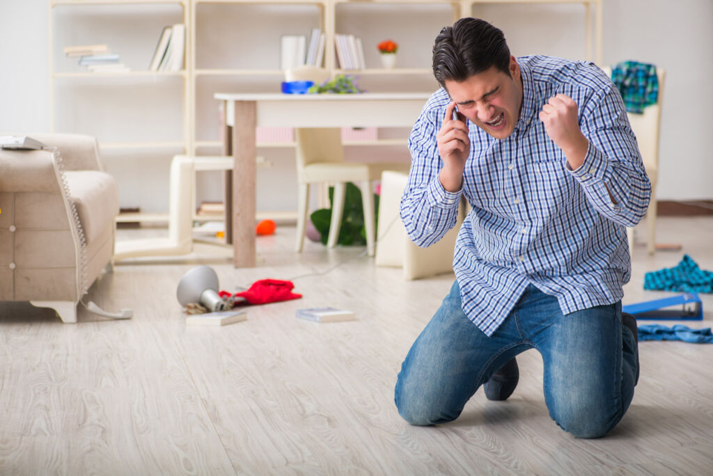 A frustrated man on the telephone