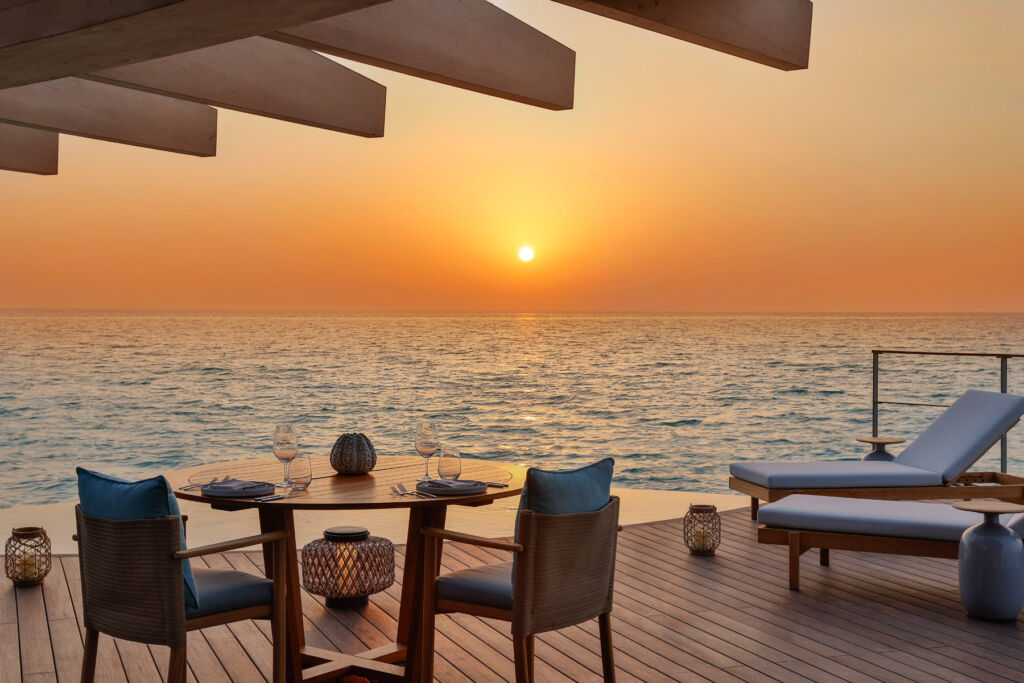 Dining at sunset at a private villa