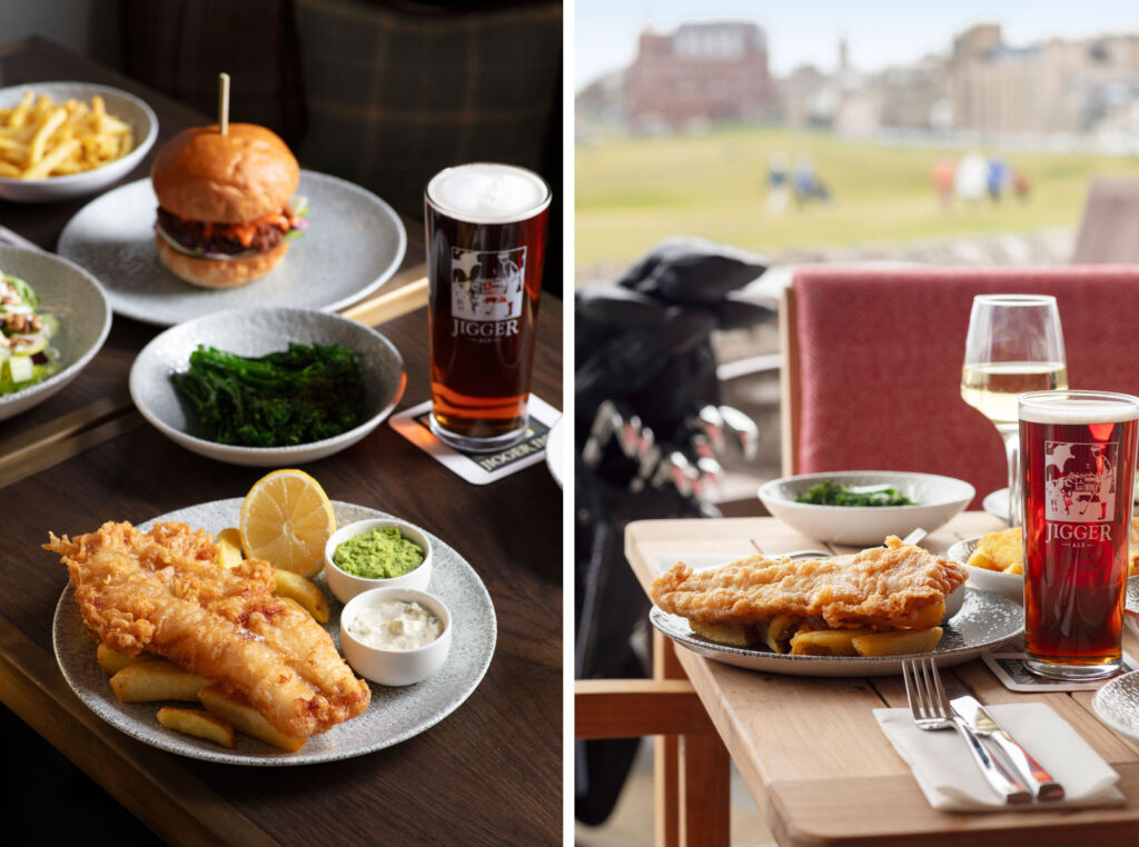 Two photographs of the food offerings