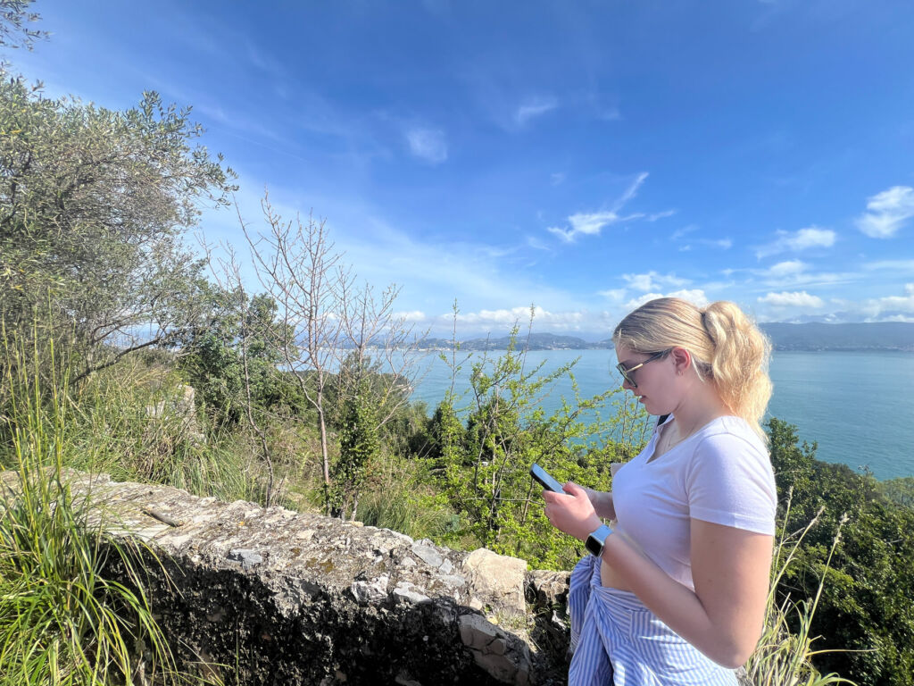 A young woman on a guided walk