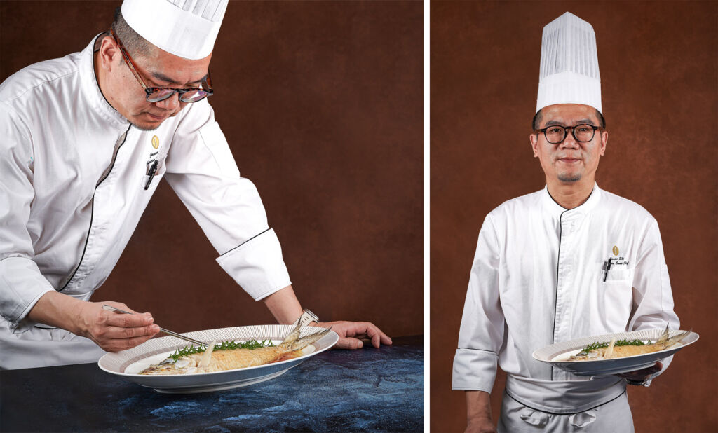 Two photographs of Chef Shi Jun