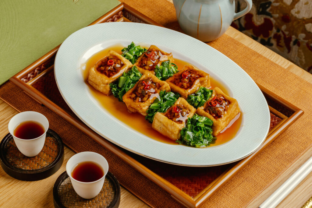 The Braised Boletus in Tofu Box with Shan Shu