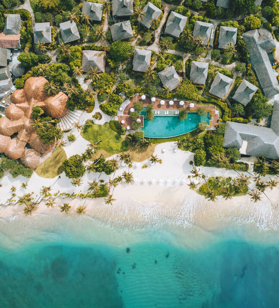 An top down view of the beach at Phi Phi Island Village