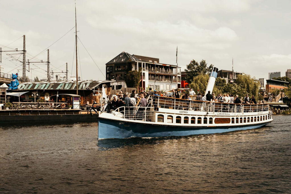 The vessel travelling along one of the historic waterways