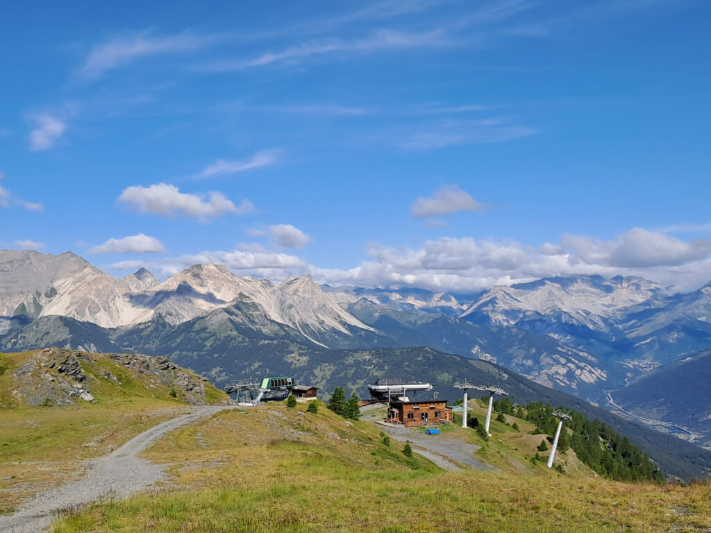 An elevated view of the lift station at the top of the mountain