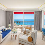 A newly designed living room with sea views