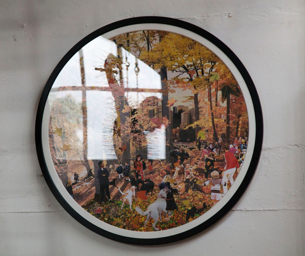 A framed circular artwork from David