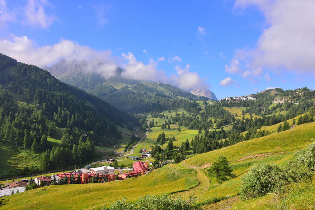 The view of a valley on one of the hiking trails