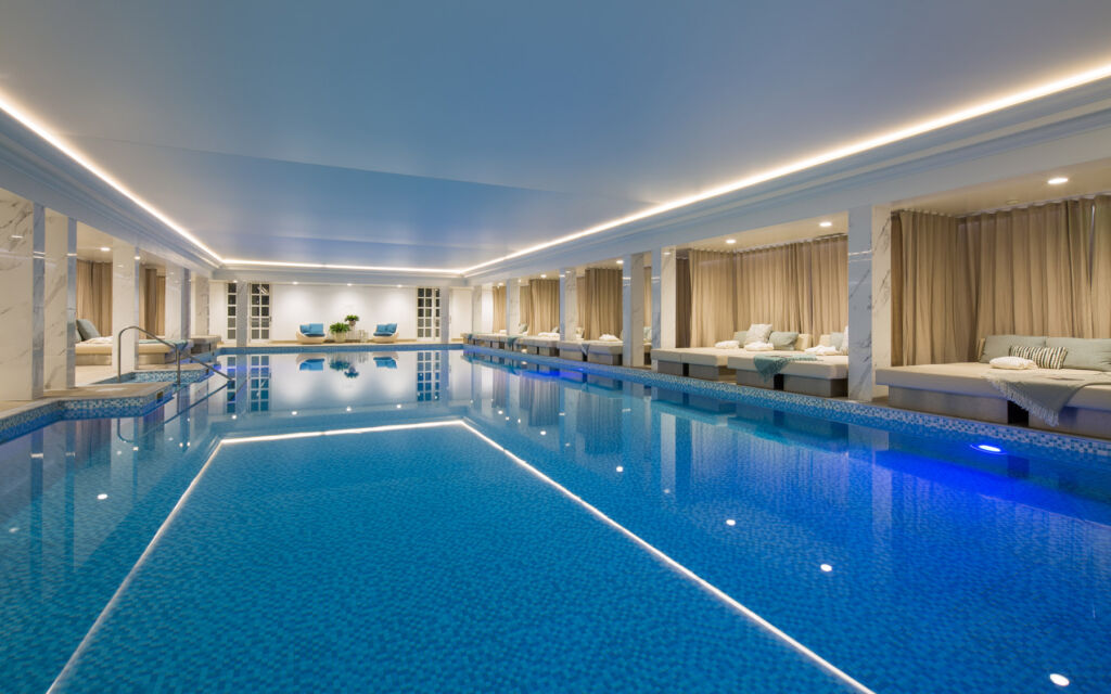 The large indoor swimming pool at Eastwell Manor