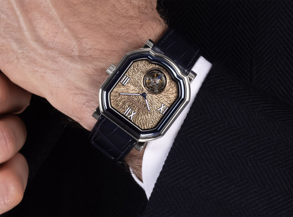 One of the timepieces being worn on the wrist