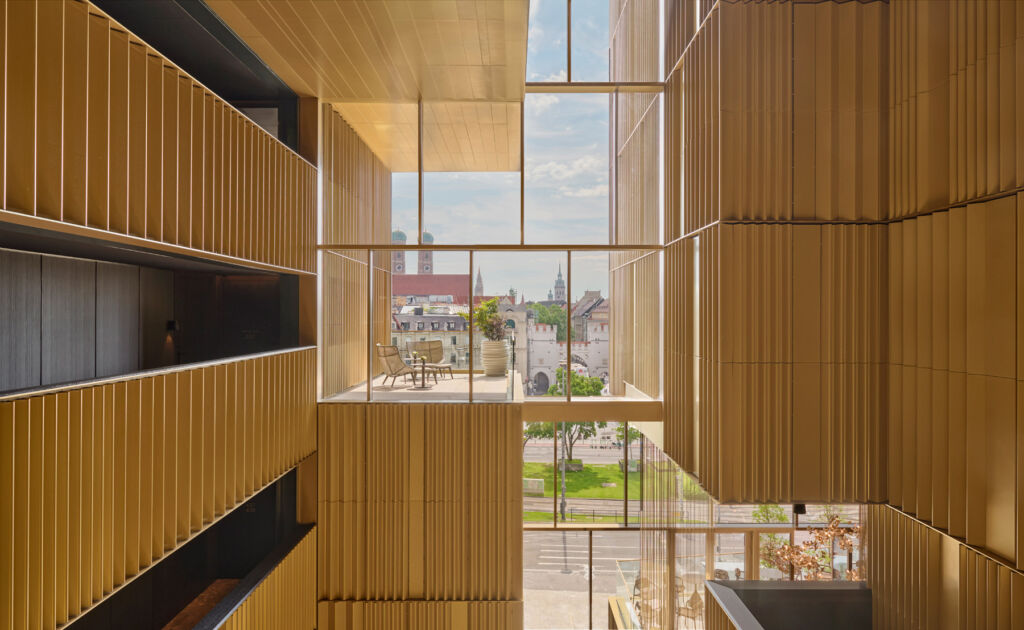 The extraordinary wooden clad atrium