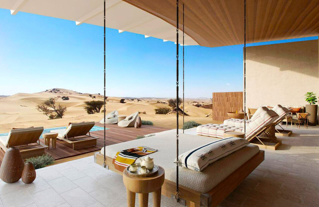 The position of the Six Sense resort in the desert