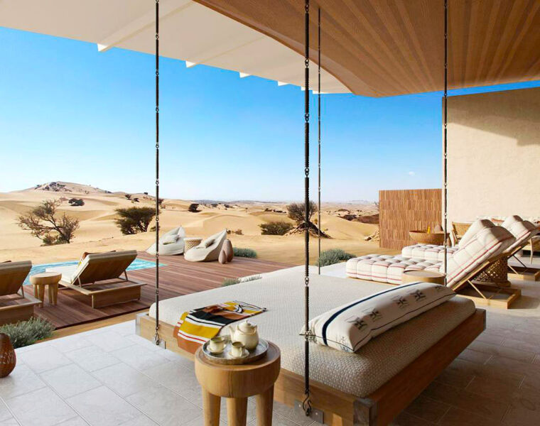 The position of the Six Sense resort in the desert