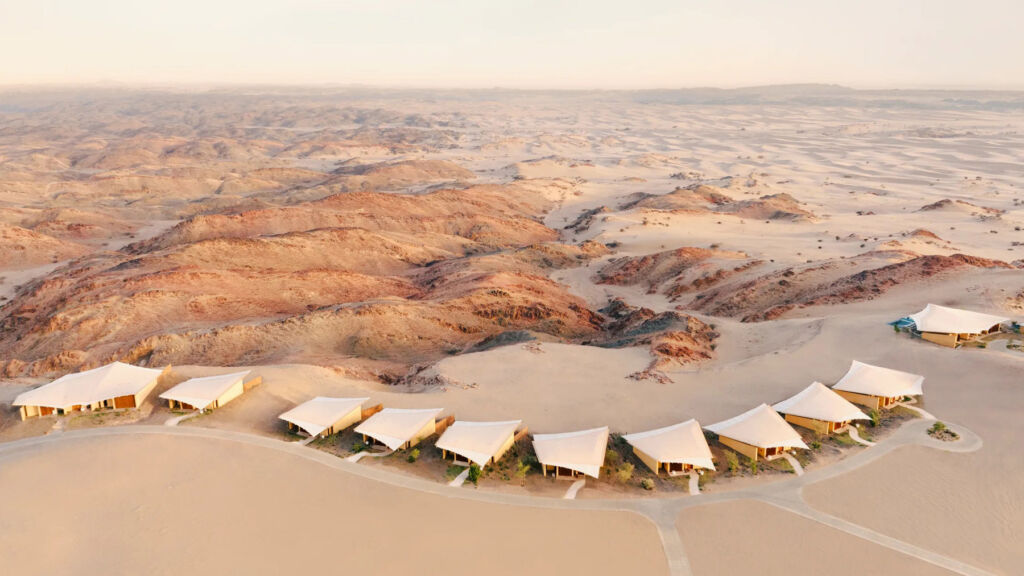 An aerial view of the Villa pods at the resort