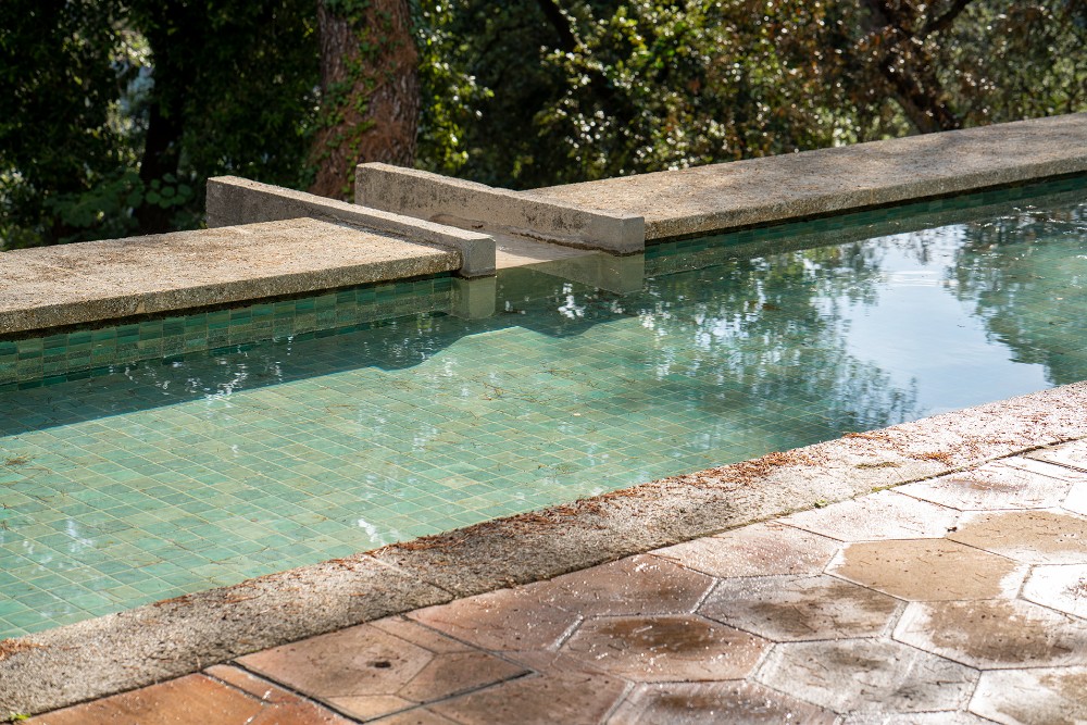 A water feature in the foundations grounds