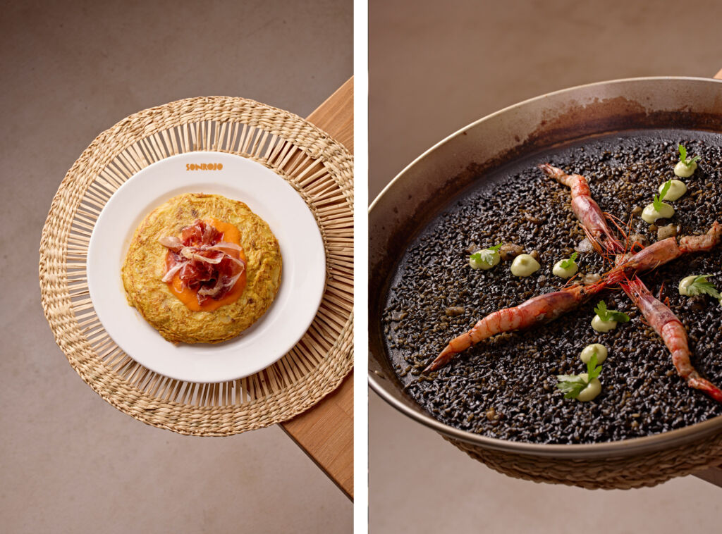 Two photographs showing the high standard of food