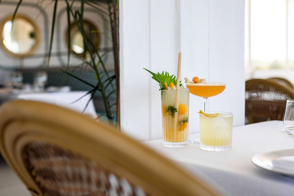 A refreshing drink made with fruit on a table