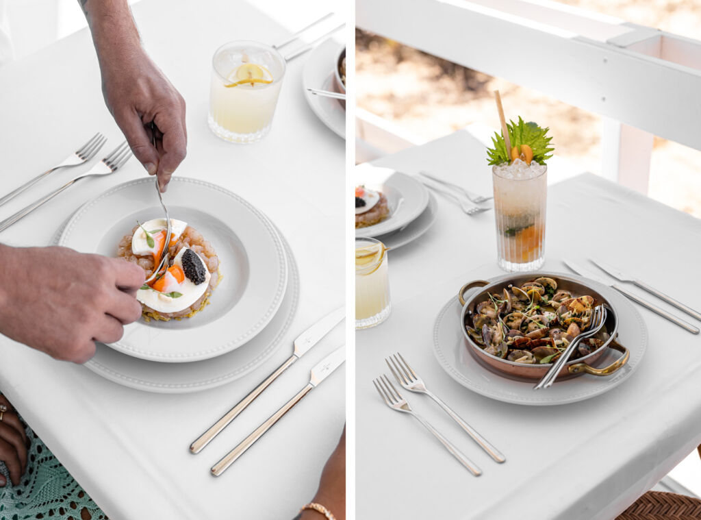 Two photographs of the high quality food dishes