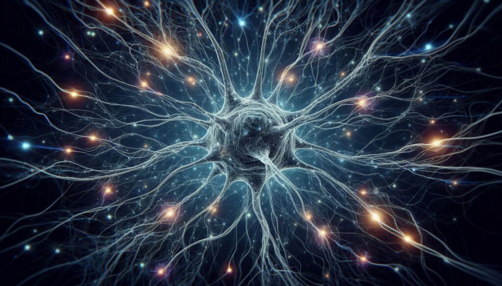 A rendered image of brain neurons