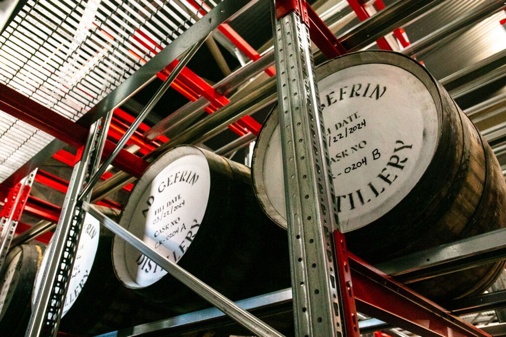 The casks stored on racks