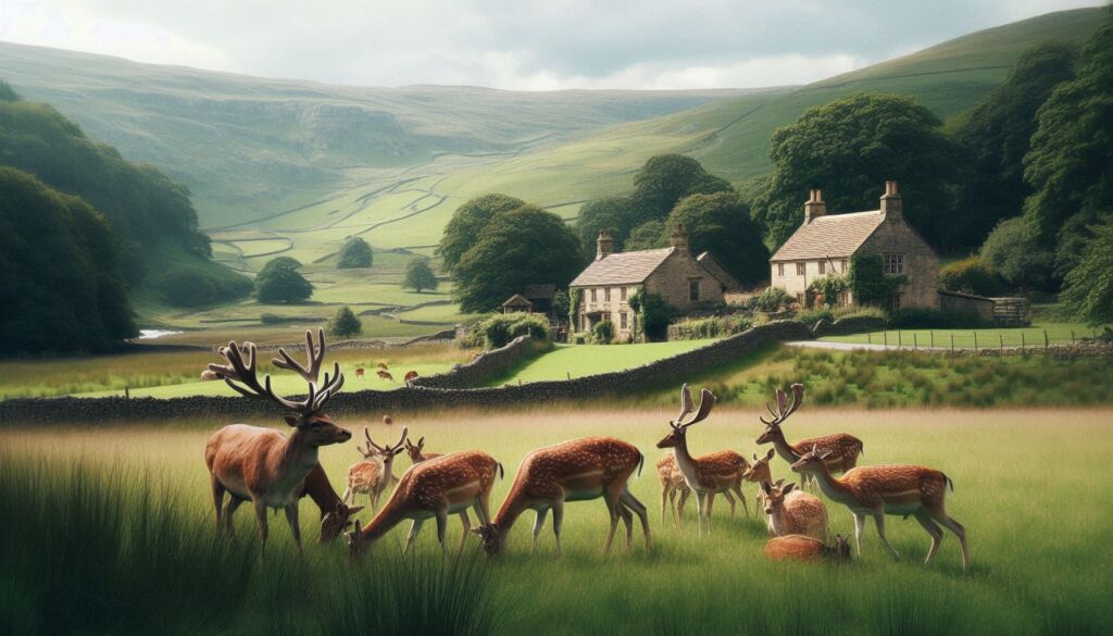 A herd of deer grazing in Scotland