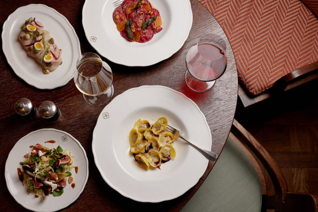 A top down photograph of food dishes by Ed Schofield