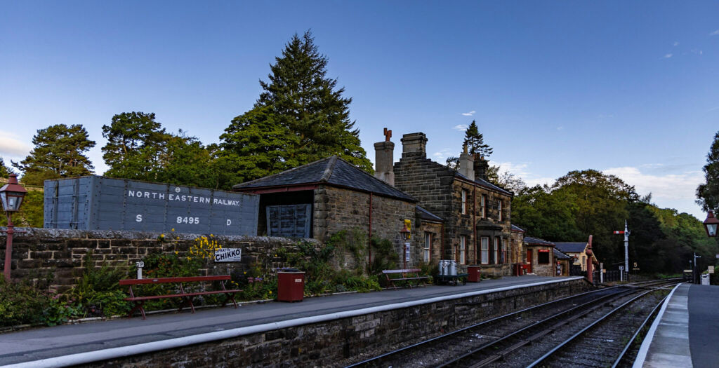 Goathland Station after sunset