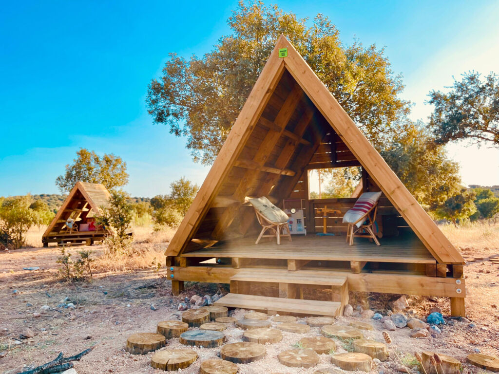 The triangular shaped cabanas