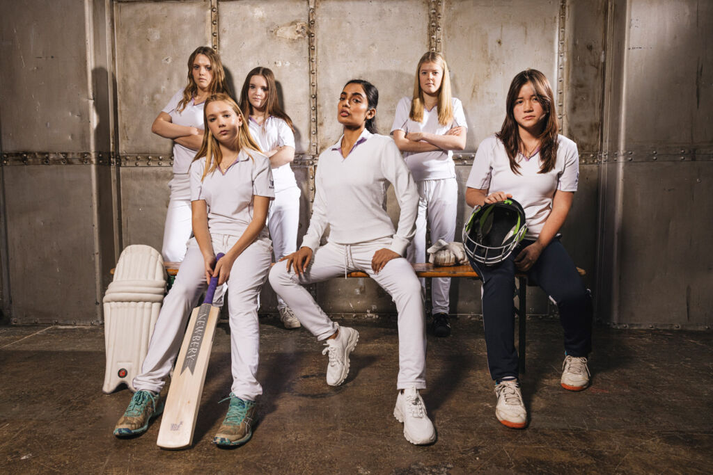 A group shot of girls wearing products in the clothing range